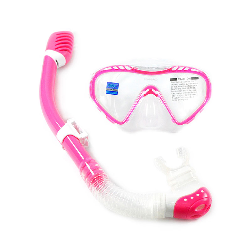 TOPIS浮潜三宝 防雾潜水镜 全干式呼吸管套装 儿童款 粉色