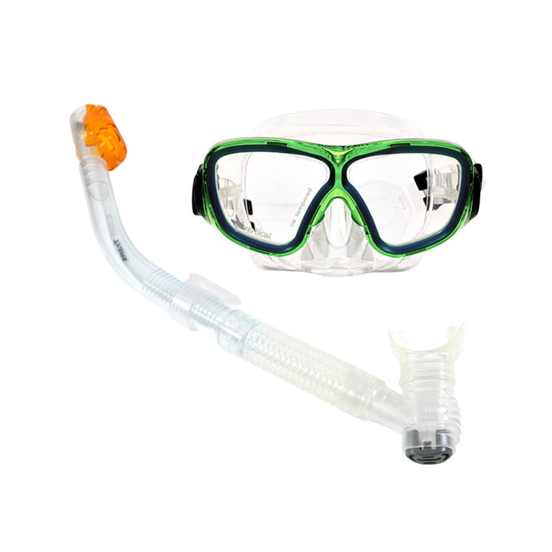 V-DIVE/威带夫浮潜三宝 潜水面镜 全干式呼吸管套装C202-VT A粉绿